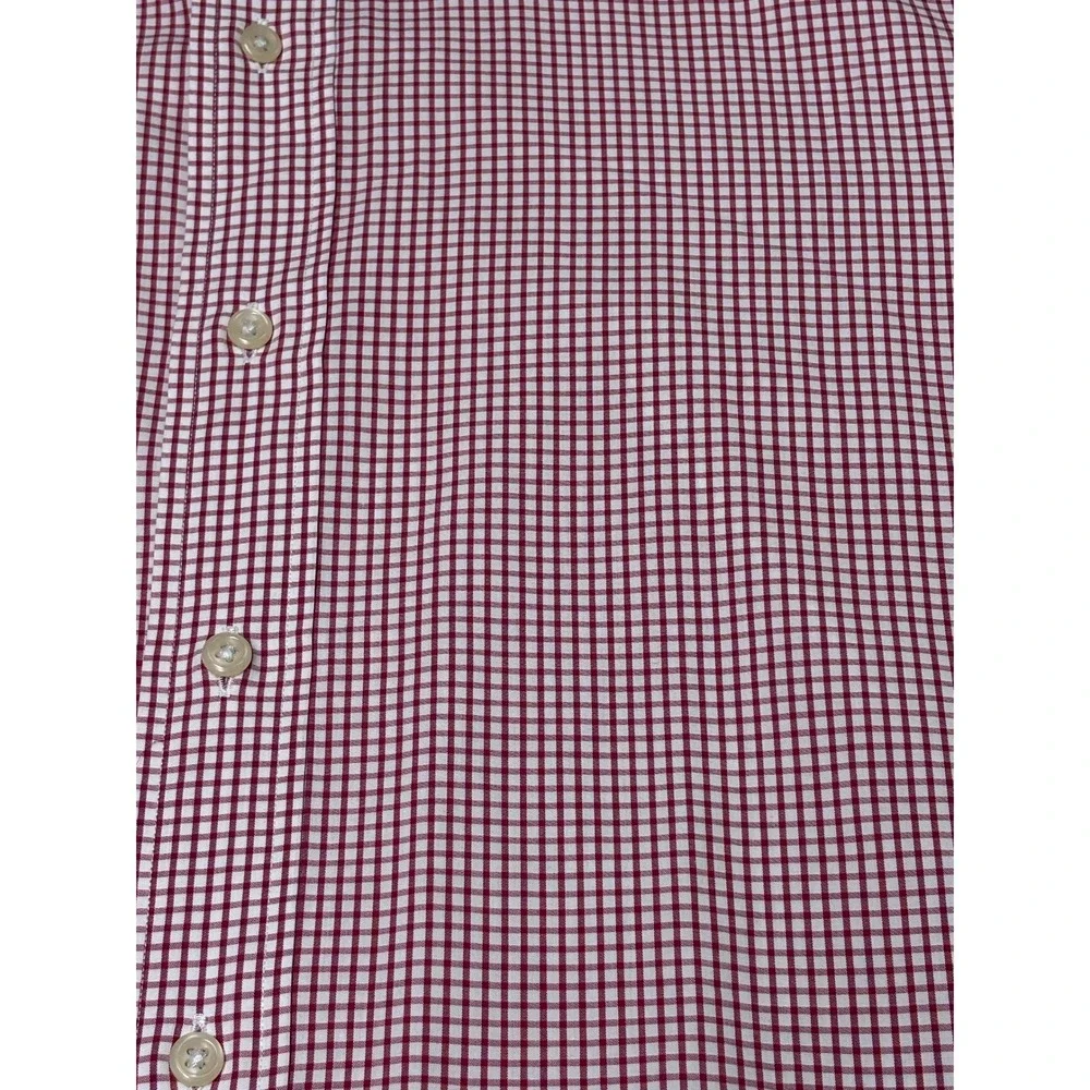 Polo Ralph Lauren Curham Classic Fit Gingham Shirt‎ Burgundy White Mens 16 34/35